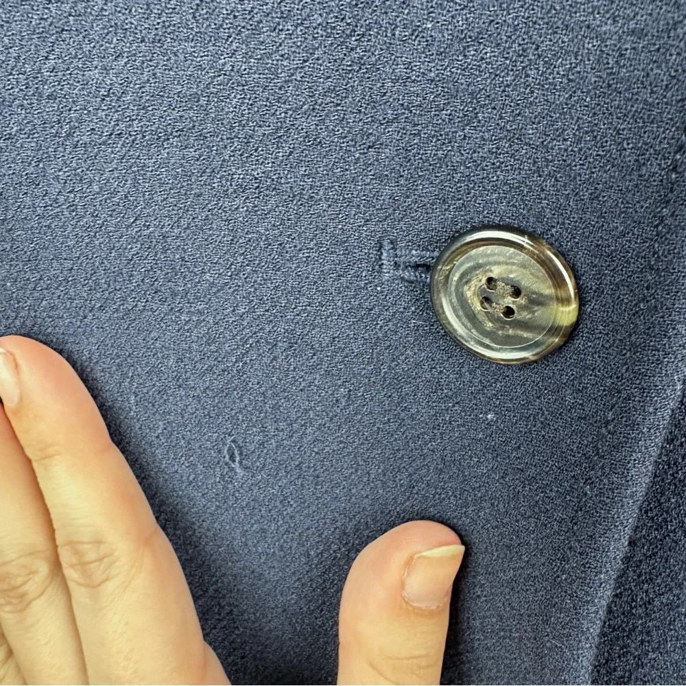 J. Crew Topcoat Ruffle Pockets Italian Double Cloth Wool Navy Blue Size 6 Lady - Picture 4 of 9